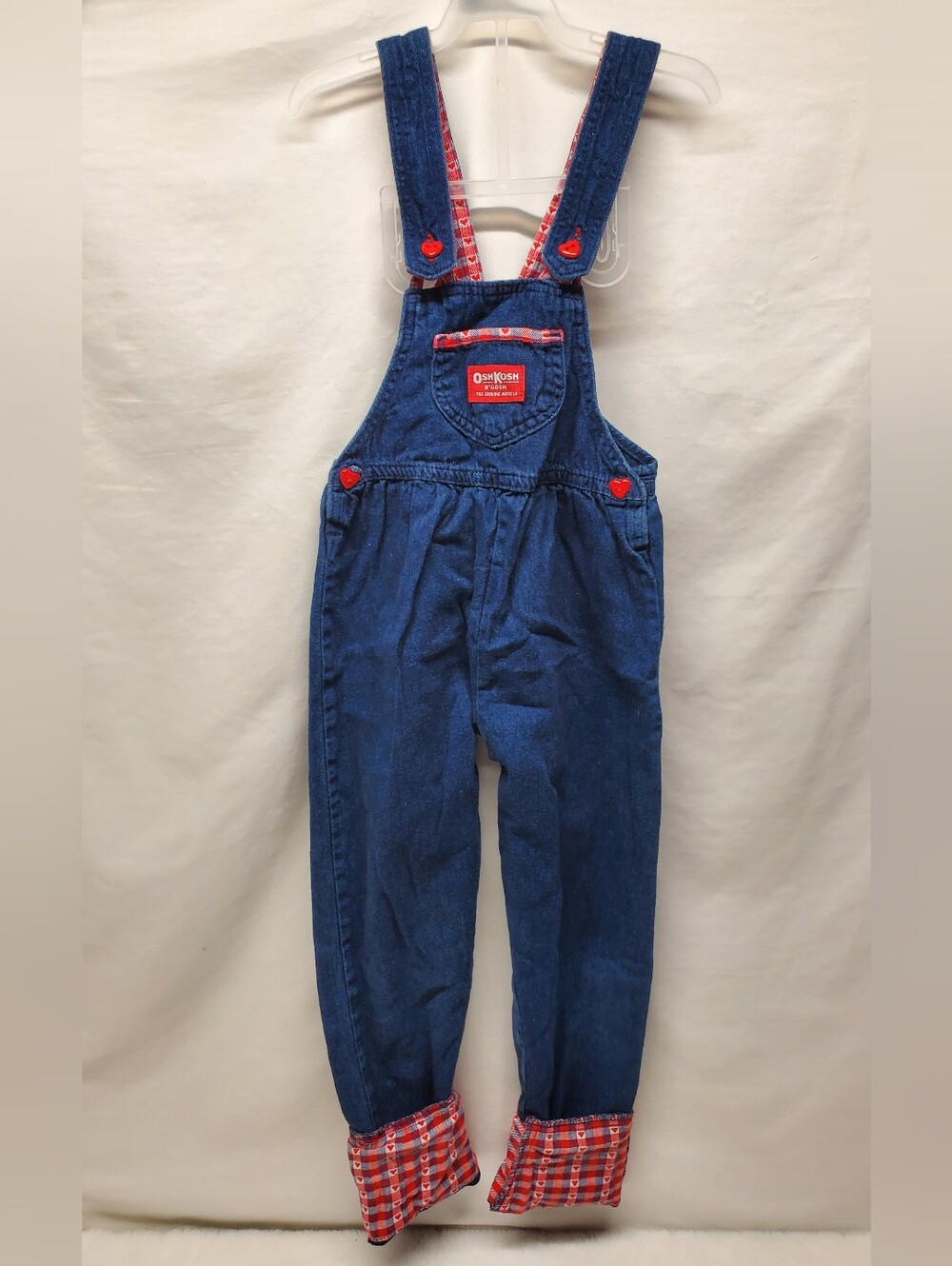 Vintage y2k rare oshkosh Overalls hearts 80s 90s red denim checkered